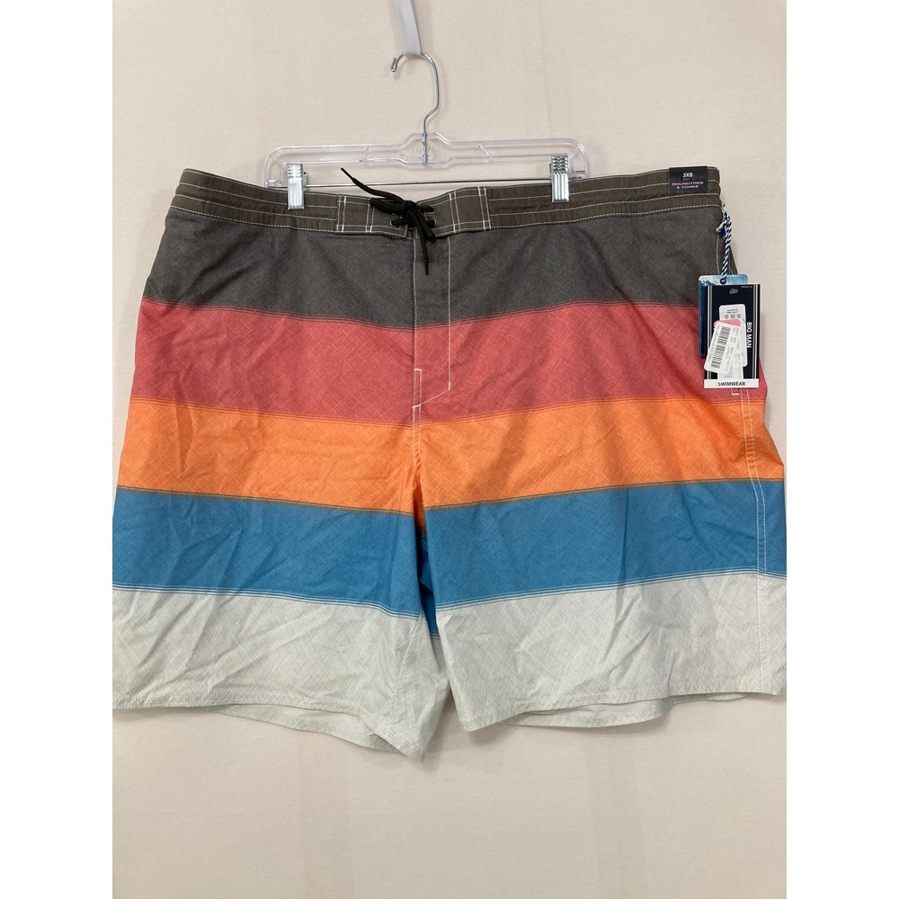 New Roundtree & Yorke Board Shorts 3XB Multi Striped Swim Trunks Travel Vacation